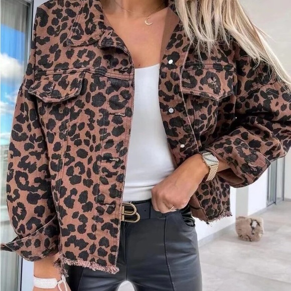 leopard women blazer distressed jacket blazer - Picture 3 of 5